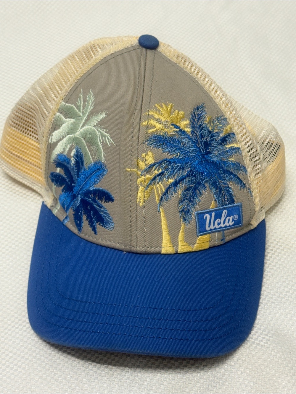 UCLA - Blue & Tan Palm Tree Trucker Hat- Snapback